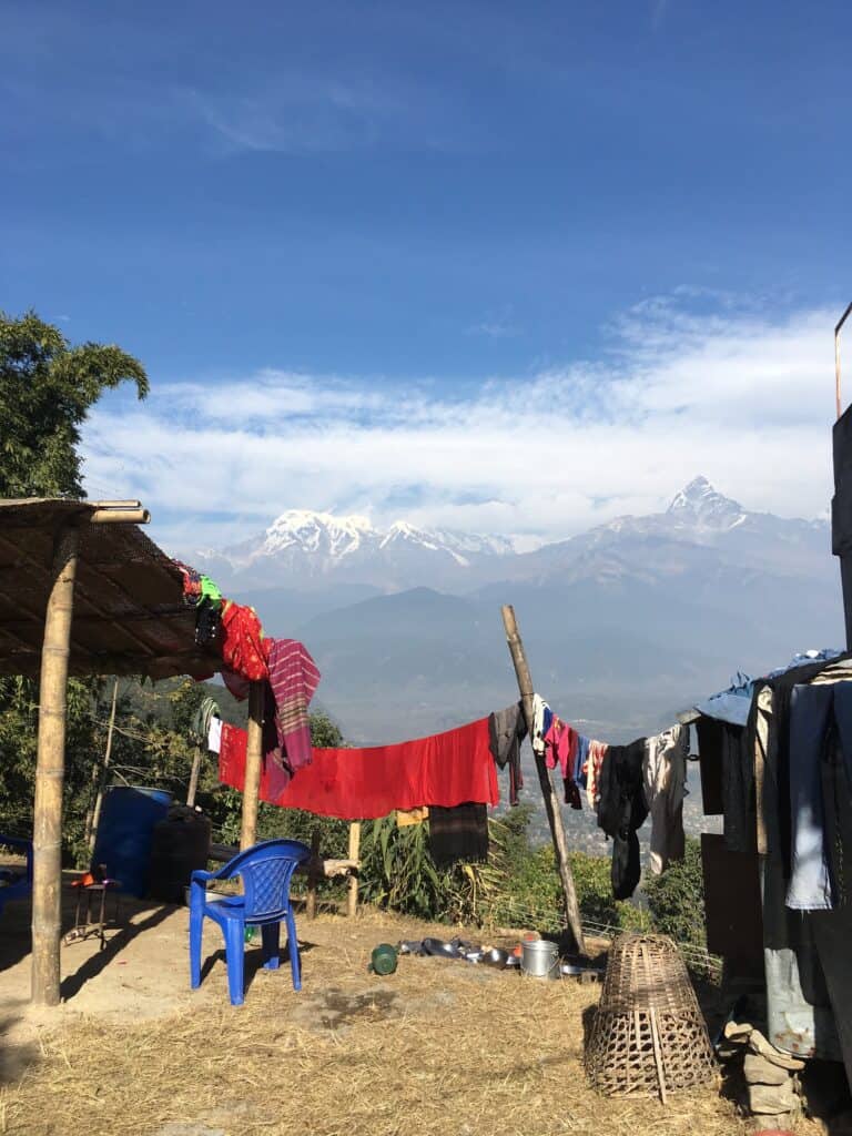 Hanging clothes with mountains background